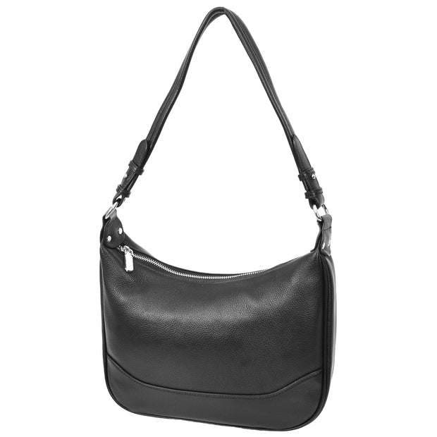 Real Leather Hobo Handbag Womens Shoulder Bag Cross Body Multi Straps A688 Black-6