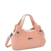 Womens Leather Handbag Twin Zip Top Casual Fashion Tote Grab Bag A850 Rose