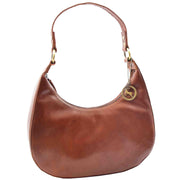 Classic Shoulder Hobo Real Leather Zip Bag GEMMA Chestnut 7