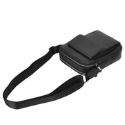 Mens Real Leather Messenger Bag Medium Size Travel Crossbody Multiple Zip Pockets Organiser A1371 Black
