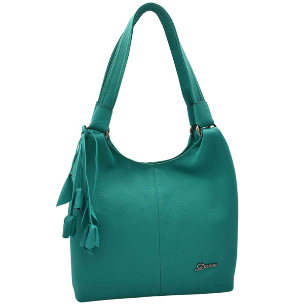 Womens Leather Shoulder Bag Large Hobo Casual Outgoing Multi Pockets Handbag A71 Green