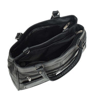 Womens Soft Leather Tote Bag Black Outgoing Casual Handbag A953 7