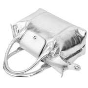 Womens Genuine Leather Top-Handle Bag Tote Style Casual Outgoing Fashion Handbag Amy Silver