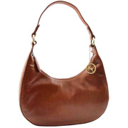 Classic Shoulder Hobo Real Leather Zip Bag GEMMA Cognac 6