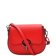Womens Exclusive Leather Saddle Bag Small Casual Crossbody Fashion Handbag A2063 Red