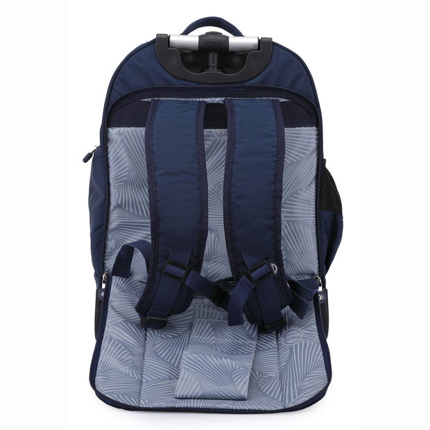 Rolling Backpack with Wheels, Laptop Travel Rucksack Multiple Compartments for Hiking, Camping, Business Casual Travel Cabin Size Bag Flack Blue