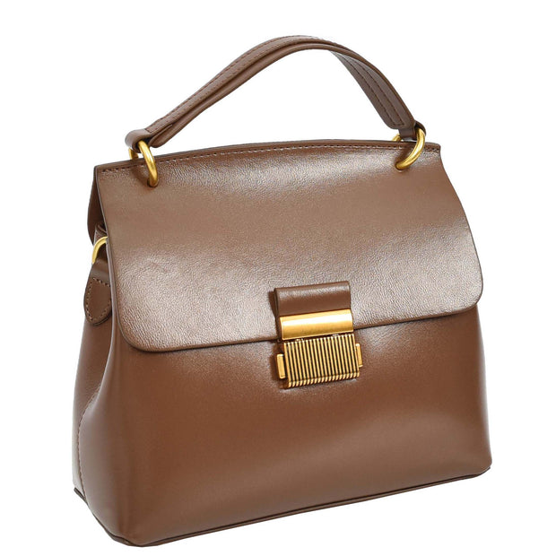 Womens Real Leather Handbag Small Evening Outgoing Fashion Tote Bag A776 Khaki