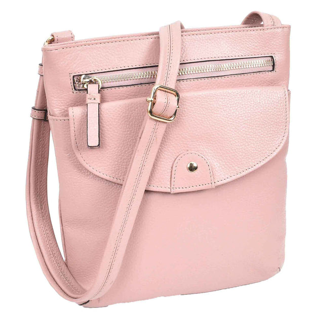 Womens Leather Crossbody Sling Bag Multi Pockets Messenger Skye Rose 7