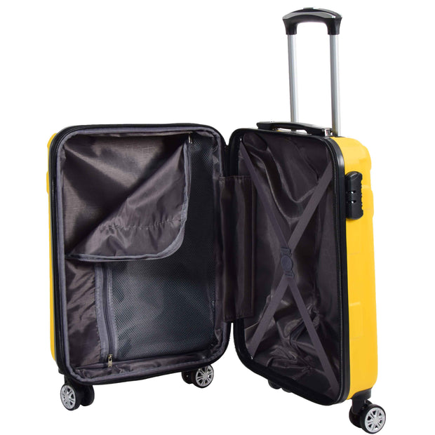 Hard Shell Cabin Bag Expandable 4 Wheeled Spinner Luggage Rio Yellow 7