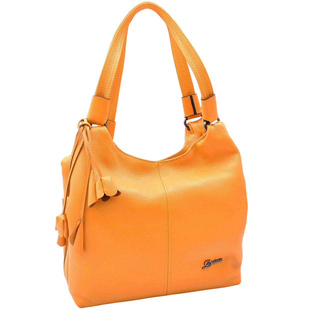 Womens Leather Shoulder Bag Large Hobo Casual Outgoing Multi Pockets Handbag A71 Yellow