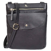 Womens Leather Crossbody Sling Bag Multi Pockets Messenger Skye Black
