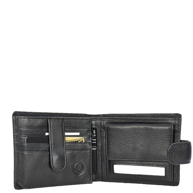 Premium Leather Mens Bifold Wallet Multi Compartments Coins Notes Card Holder A639 Black