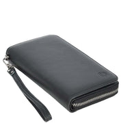 Leather Long Evelope Clutch Purse with Multi- Compartments Card Cash ID Card Travel Wallet A211 Black