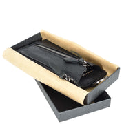 Genuine Leather Large Lightweight Key Case Wallet Car Key Holder Zipper Pouch A633 Black