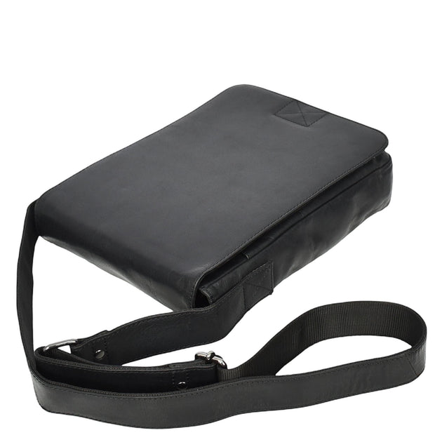 Mens Real Black Leather Tall Messenger Bag Flight Shoulder Organiser Mayer-7