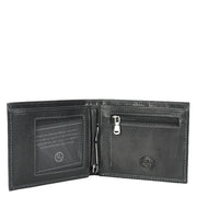 Premium Leather Mens Bi-Fold Slim Wallet Coins Money Clip Holder Style A208 Black