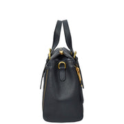 Women's Premium Leather Handbag Gold Hardware Detachable Shoulder Strap Trendy Design Bag Pam Navy