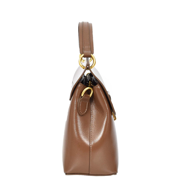 Womens Real Leather Handbag Small Evening Outgoing Fashion Tote Bag A776 Khaki