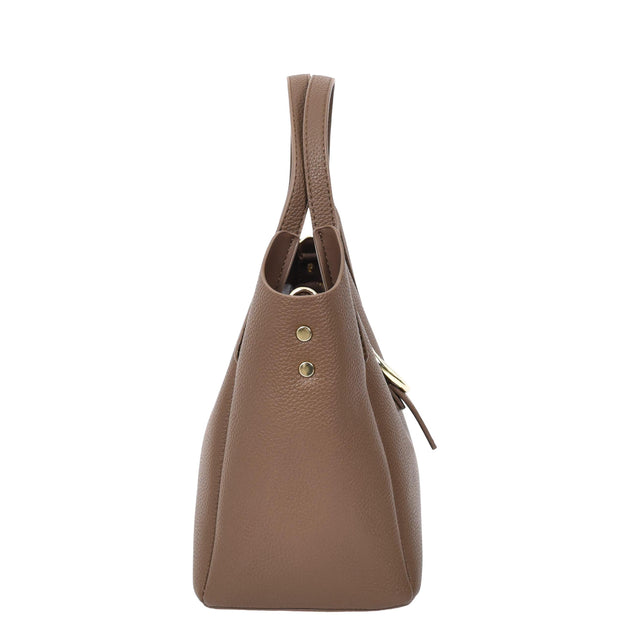 Womens Leather-Look Handbag Casual Basket Shape Small Fashion Tote Bag AH181 Brown-3