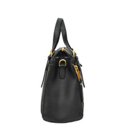 Women's Premium Leather Handbag Gold Hardware Detachable Shoulder Strap Trendy Design Bag Pam Black