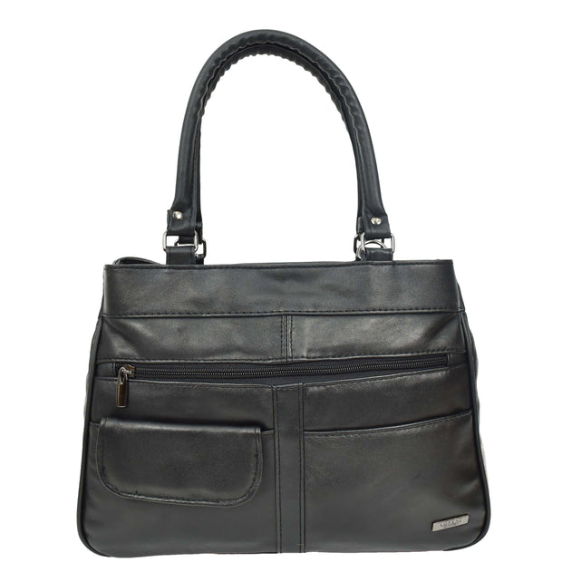 Womens Soft Leather Tote Bag Black Outgoing Casual Handbag A953 8
