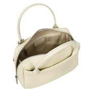 Womens Leather Mini Handbag with Rocking Horse Charm Girls Casual Fashion Tote Lori White