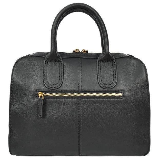 Womens Leather Handbag Large Tote with Shoulder Strap Casual Style Thea Black