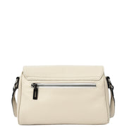 Women's Classic Leather Shoulder Bag Flap-over Design with Organiser Crossbody Messenger Edith Ivory