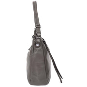Womens Leather Hobo Handbag Soft Large Multi Straps Zipper Shoulder Bag A202 Grey-3