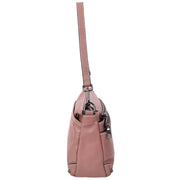 Womens Leather Shoulder Bag Classic Multiple Zip Pockets Handbag A188 Rose-3