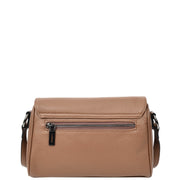 Women's Classic Leather Shoulder Bag Flap-over Design with Organiser Crossbody Messenger Edith Brown