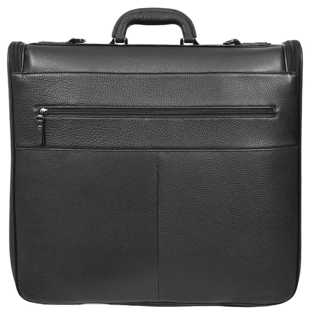 Premium Leather Large Suit Carrier Dress Carry On Garment Travel Bags A1321 Black