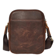 Mens Real Leather Messenger Bag Medium Size Travel Crossbody Multiple Zip Pockets Organiser A1371 Rust Brown