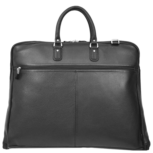 Real Leather Large Travel Suit Carrier Slim Dress Garment Storage Bag A1342 Black