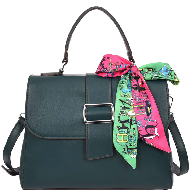 Womens Handbag Faux Leather Top Handle Doctors Bag Outgoing Fashion Tote A897 Green-9