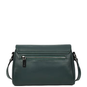 Women's Classic Leather Shoulder Bag Flap-over Design with Organiser Crossbody Messenger Edith Green