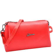 Women Girls Premium Leather Small Handbag Shoulder Crossbody Messenger Bag A3017 Red