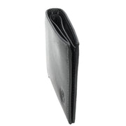 Premium Leather Mens Bi-Fold Slim Wallet Coins Money Clip Holder Style A208 Black
