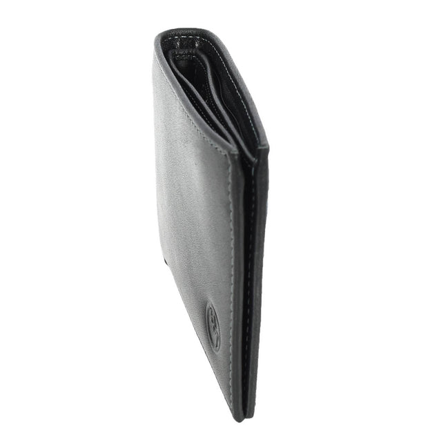 Premium Leather Mens Bi-Fold Slim Wallet Coins Money Clip Holder Style A208 Black