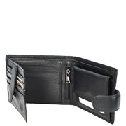 Premium Leather Mens Bifold Wallet Multi Compartments Coins Notes Card Holder A639 Black