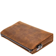 Mens Top Grain Leather Wrist Clutch Bag Digit Lock Mobile Pouch Travel Bag ANS13 Tan Hunter-6