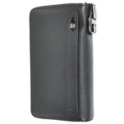 Real Leather Clutch Dual Zipper Large Size Lockable Purse Organiser Travel Wallet A213 Black