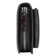 Real Leather Large Capacity Clutch Purse Zip Around Mobile Cards Glasses Organiser Travel Wallet A196 Black