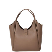 Womens Leather-Look Handbag Casual Basket Shape Small Fashion Tote Bag AH181 Brown-2