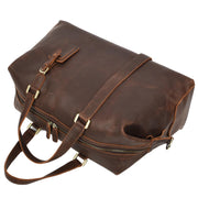 Real Leather Holdall Mid-Size Padded Laptop Section Weekend Travel Duffle Bag A007 Rust Brown