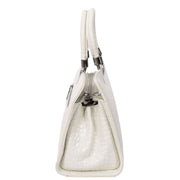 Womens Leather Handbag Croc-Print Casual Fashion Top Handle Tote Bag A880 Off White-3