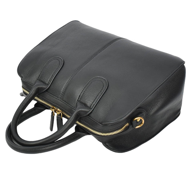 Womens Leather Handbag Large Tote with Shoulder Strap Casual Style Thea Black