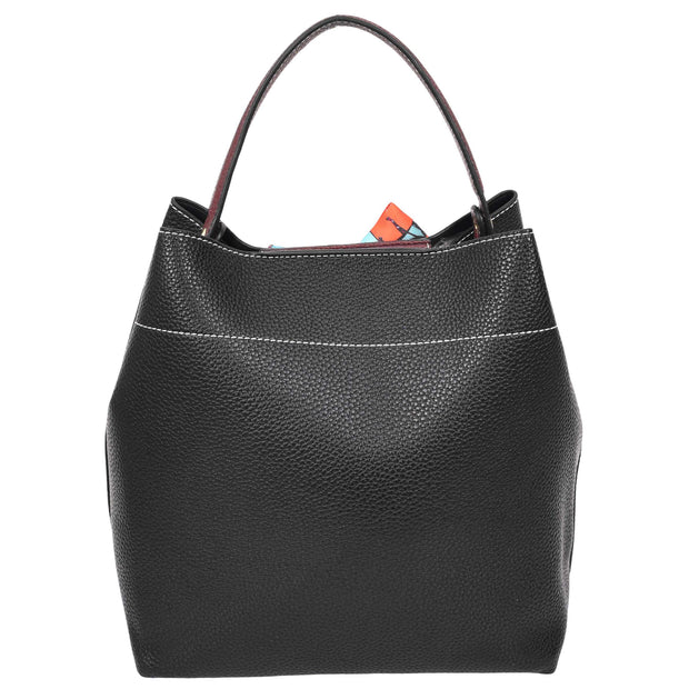 Women PU Leather Handbag Removable Pouch Fashion Crossbody Bag A862 Black-2