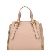 Women's Premium Leather Handbag Gold Hardware Detachable Shoulder Strap Trendy Design Bag Pam Pink