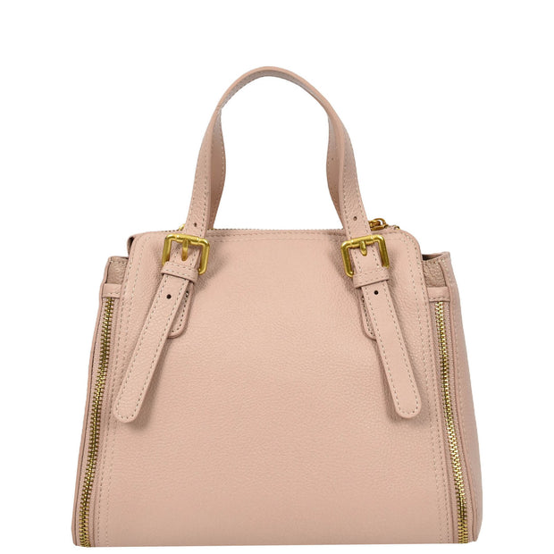 Women's Premium Leather Handbag Gold Hardware Detachable Shoulder Strap Trendy Design Bag Pam Pink